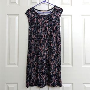 LOFT Cap Sleeve Floral Swing Dress EUC